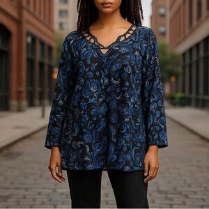 Madison Navy Floral Women's Tunic